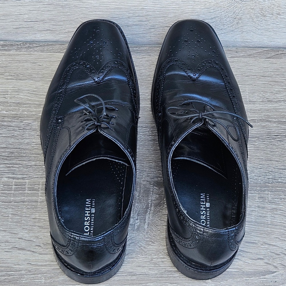 Florsheim Mens Black Leather Wingtip Oxford Dress Shoes Brogue Size 10.5 D - Picture 5 of 9